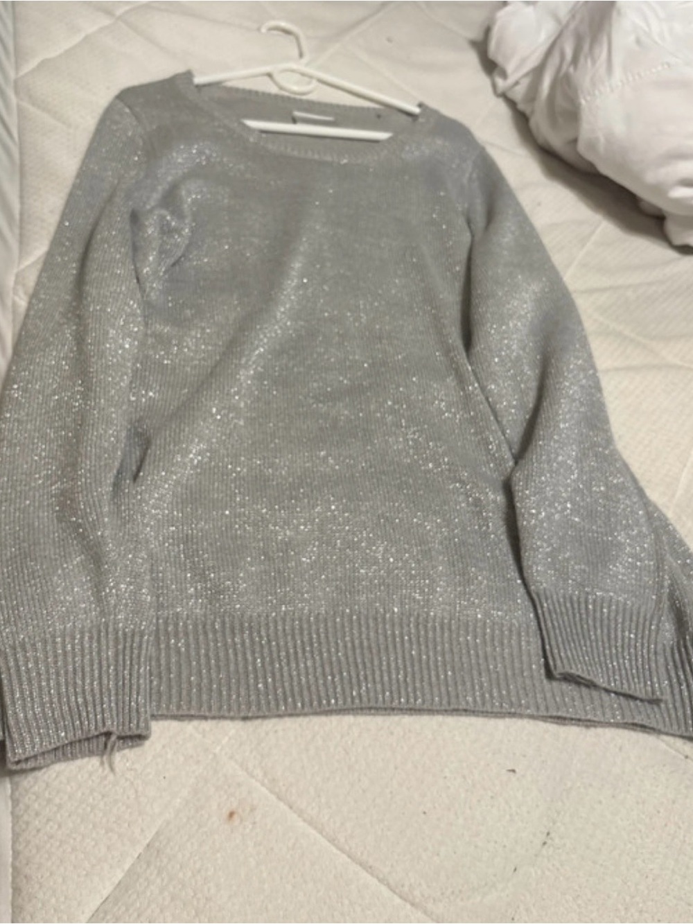 Avenue Silver Metallic Crewneck Sweater